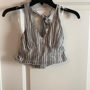 American eagle striped tie around neck crop top